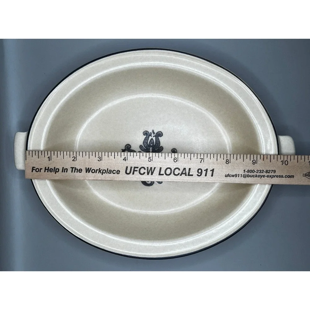 Vtg Pfaltzgraff Village Pattern Oval Handled Serving Dish 10